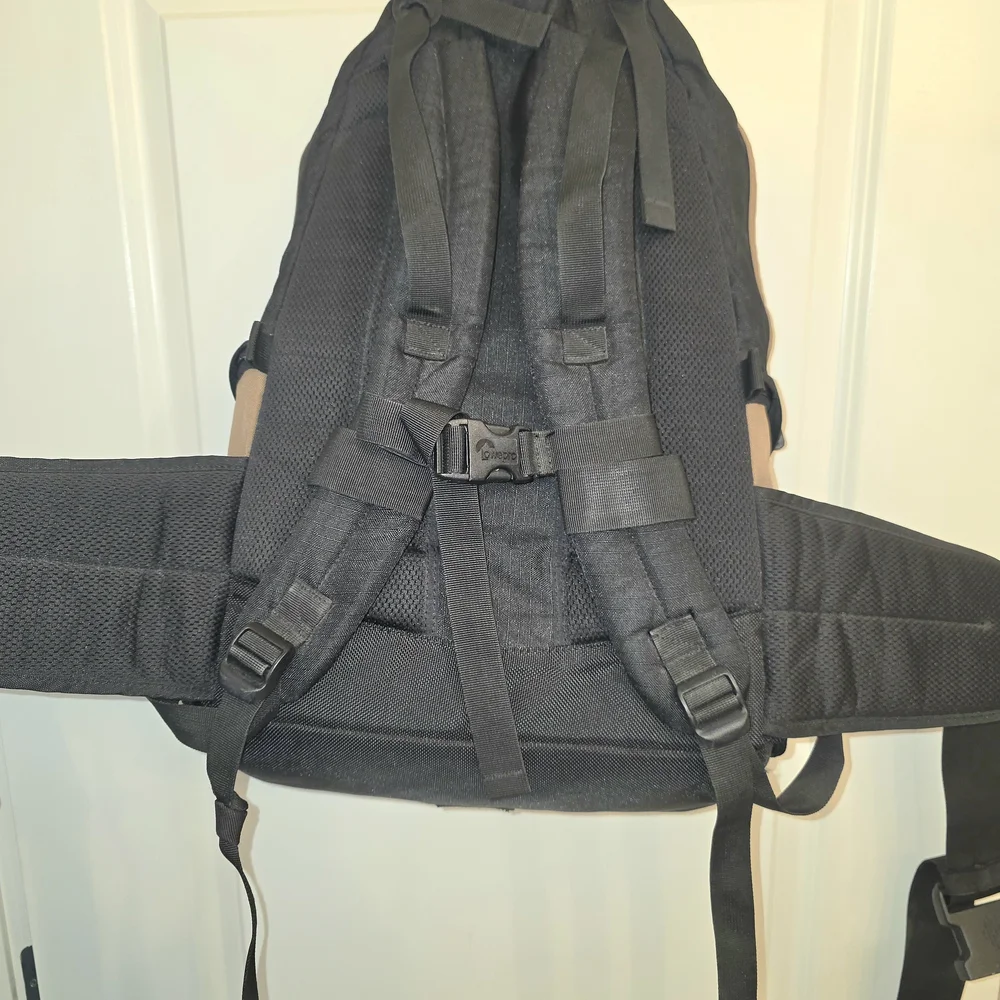 Lowepro Black and Tan Camera Backpack with Padded Gear Protection
